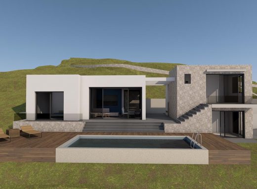 Ανέγερση δύο υπόσκαφων κατοικιών με πισίνα και μιας κατοικίας με φυτεμένο δώμα και ξενώνα με πισίνα